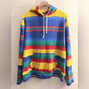 Polo Ralph Lauren Hoodie Mens Multicolor Striped rainbow Pullover L